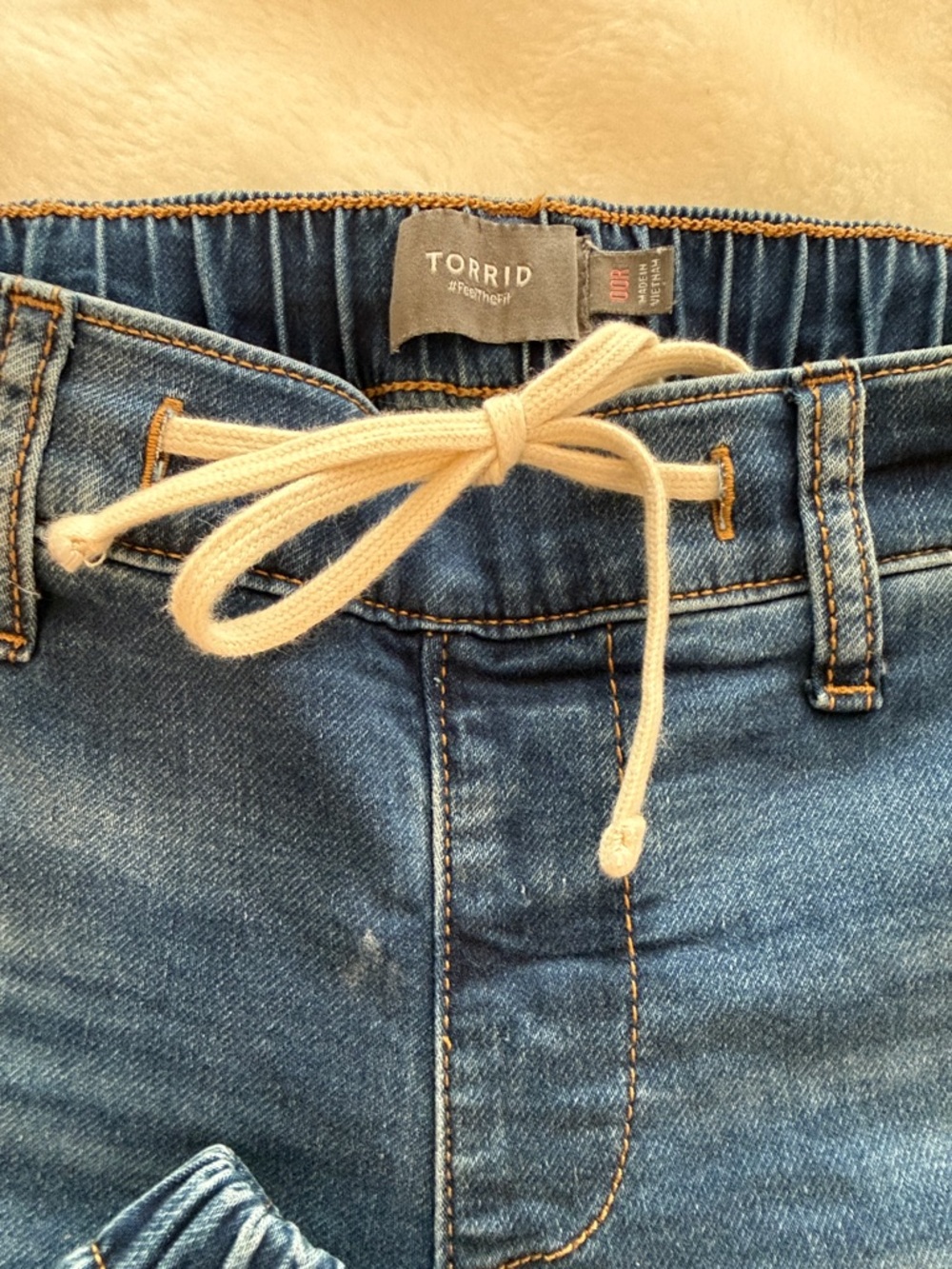Torrid Denim Jogger Jeans – Drawstring Waist – Medium Wash - Picture 2 of 11